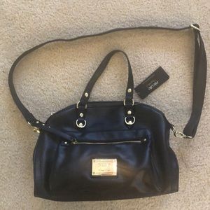 Nicole Miller Black Leather Purse w/Strap NWT